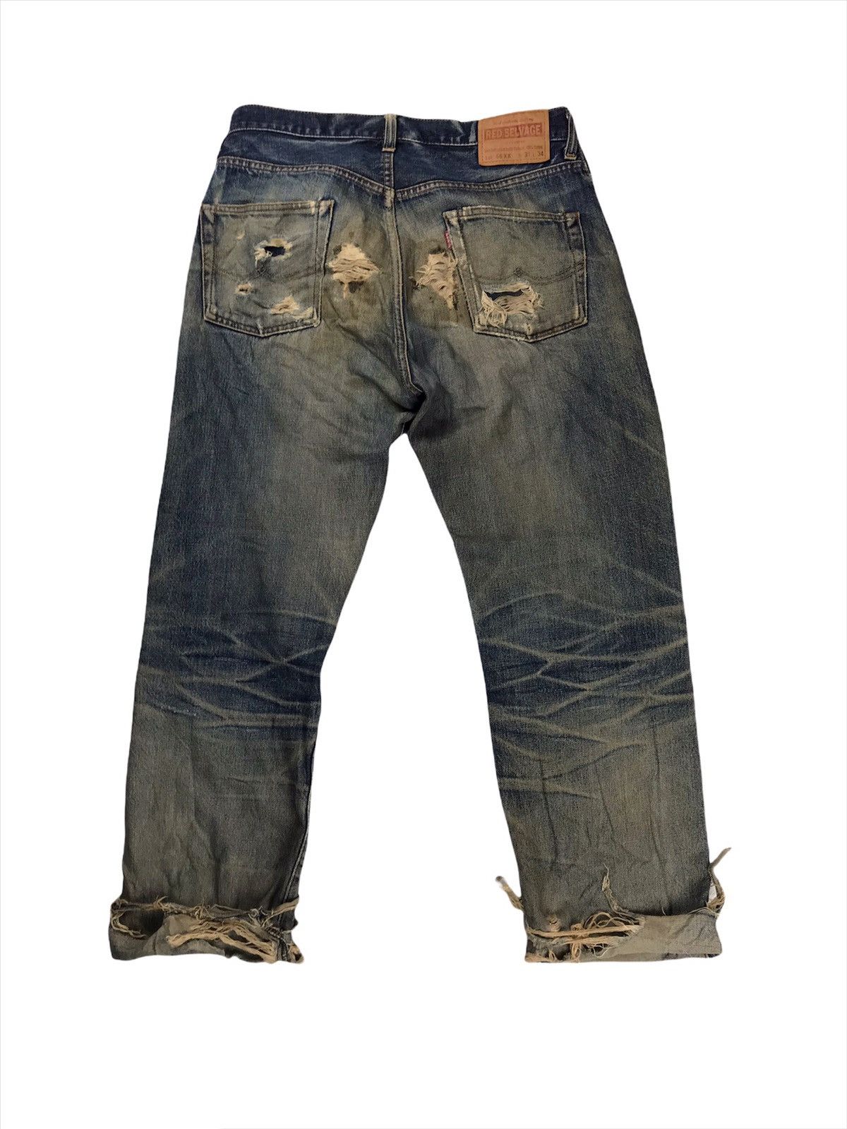 Japanese Brand RED SELVAGE ripped denim 14oz index 1960s known as 66x model Size US 31 - 15 Thumbnail