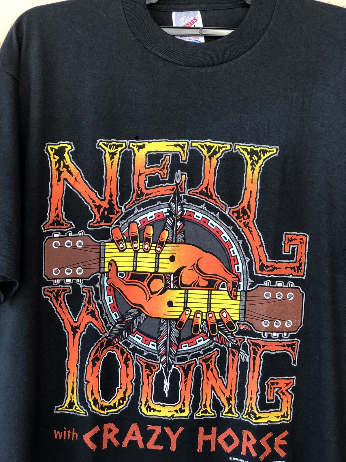 Band Tees Vintage 90s NEIL YOUNG With Crazy Horse Tour Tee Size US L / EU 52-54 / 3 - 2 Thumbnail