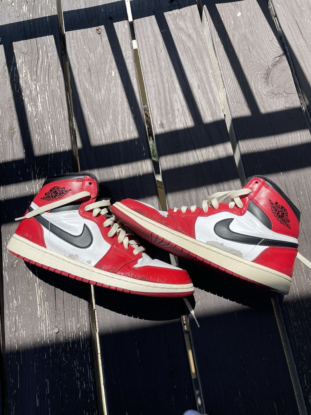 image of Jordan Nike Air Jordan 1 Retro High 2013 Chicago 2013 Shoes in Red, Men's (Size 10)