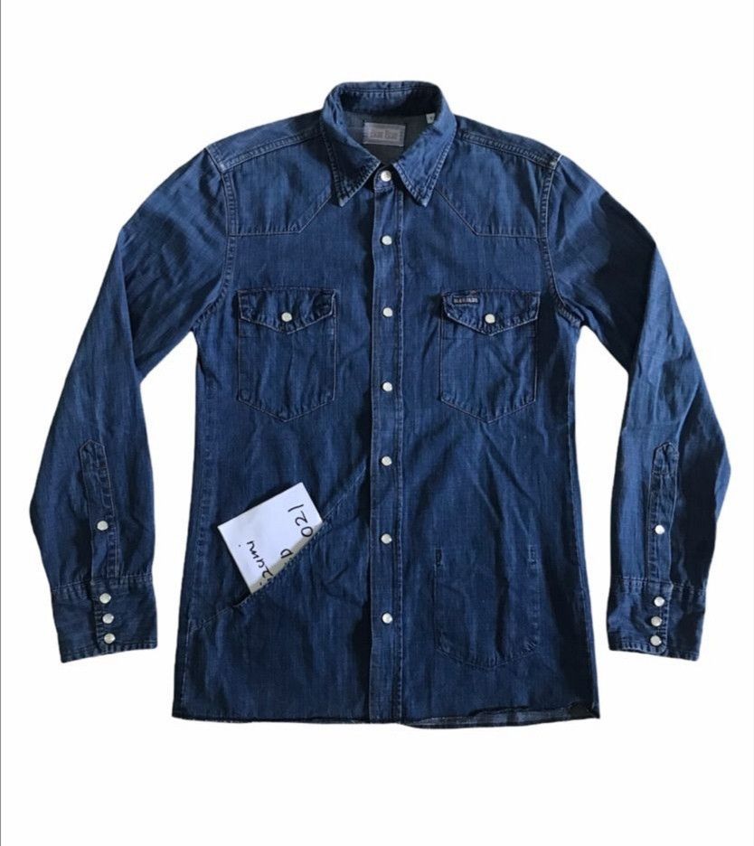 Blue Blue Japan × If Six Was Nine × Japanese Brand BLUE BLUE JAPAN, SNAP BUTTON DENIM WESTERN SELVEDGE SHIRT. Size US S / EU 44-46 / 1 - 2 Thumbnail