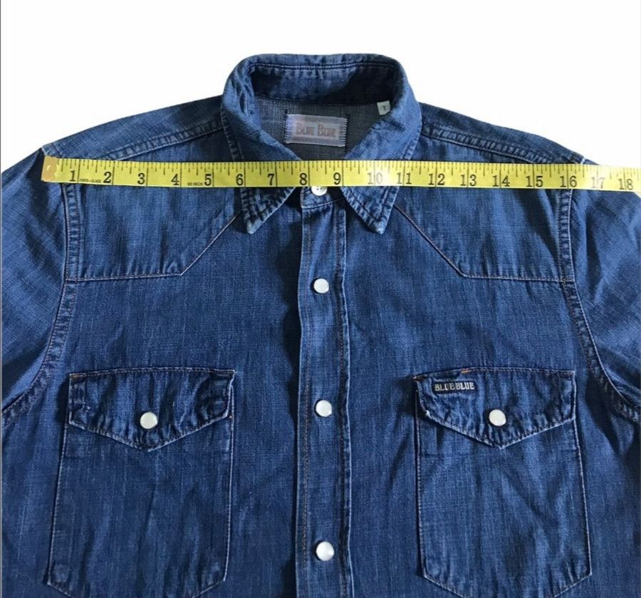 Blue Blue Japan × If Six Was Nine × Japanese Brand BLUE BLUE JAPAN, SNAP BUTTON DENIM WESTERN SELVEDGE SHIRT. Size US S / EU 44-46 / 1 - 19 Thumbnail