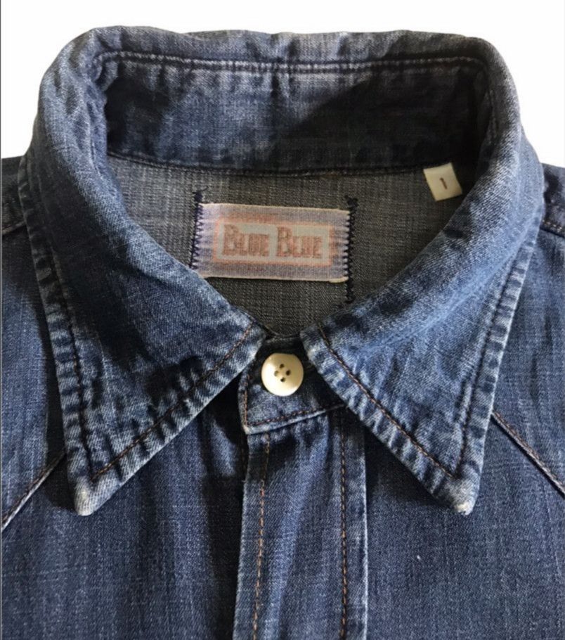 Blue Blue Japan × If Six Was Nine × Japanese Brand BLUE BLUE JAPAN, SNAP BUTTON DENIM WESTERN SELVEDGE SHIRT. Size US S / EU 44-46 / 1 - 13 Thumbnail