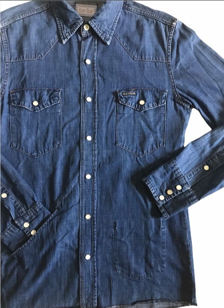 Blue Blue Japan × If Six Was Nine × Japanese Brand BLUE BLUE JAPAN, SNAP BUTTON DENIM WESTERN SELVEDGE SHIRT. Size US S / EU 44-46 / 1 - 7 Thumbnail