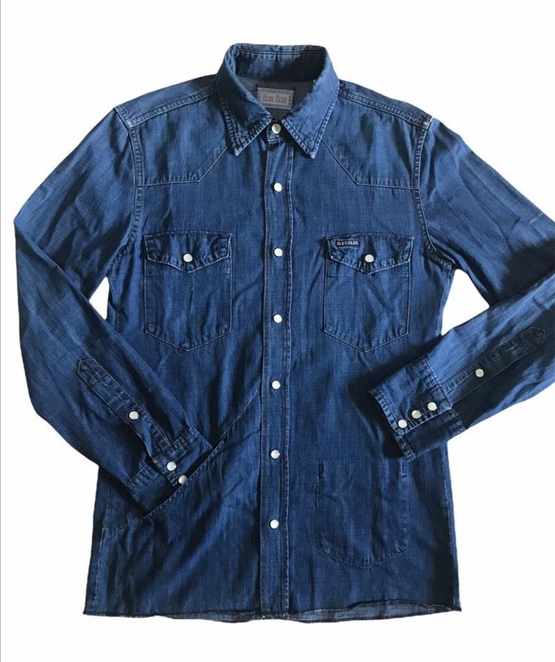 Blue Blue Japan × If Six Was Nine × Japanese Brand BLUE BLUE JAPAN, SNAP BUTTON DENIM WESTERN SELVEDGE SHIRT. Size US S / EU 44-46 / 1 - 1 Thumbnail