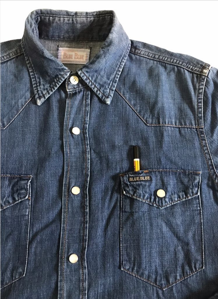 Blue Blue Japan × If Six Was Nine × Japanese Brand BLUE BLUE JAPAN, SNAP BUTTON DENIM WESTERN SELVEDGE SHIRT. Size US S / EU 44-46 / 1 - 5 Thumbnail