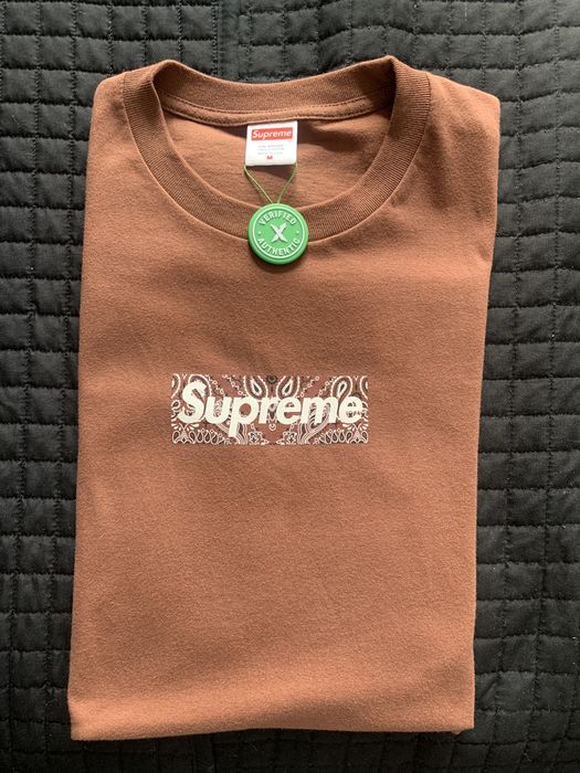 Supreme Supreme Bandana Box Logo Tee Brown Size Medium FW19 | Grailed