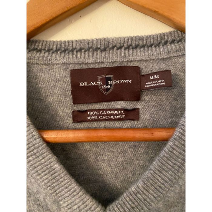 Black Brown 1826 Black Brown 1826 100% Cashmere V-Neck Sweater Large ...