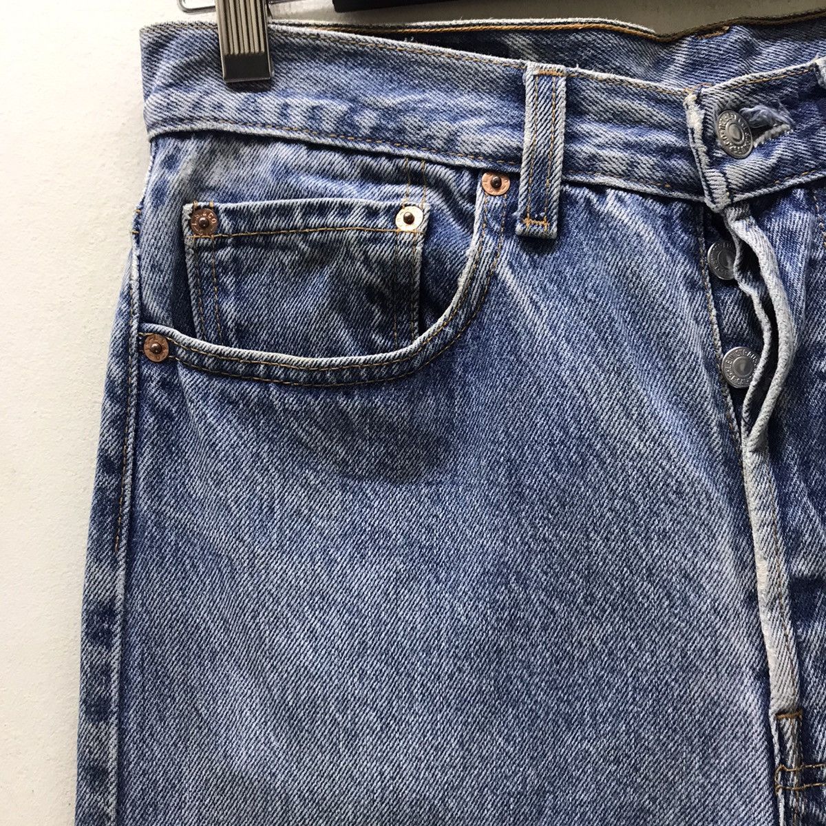 Levi's Vintage 90s Levis 501 Distressed Light wash Made in USA Size US 30 / EU 46 - 4 Thumbnail