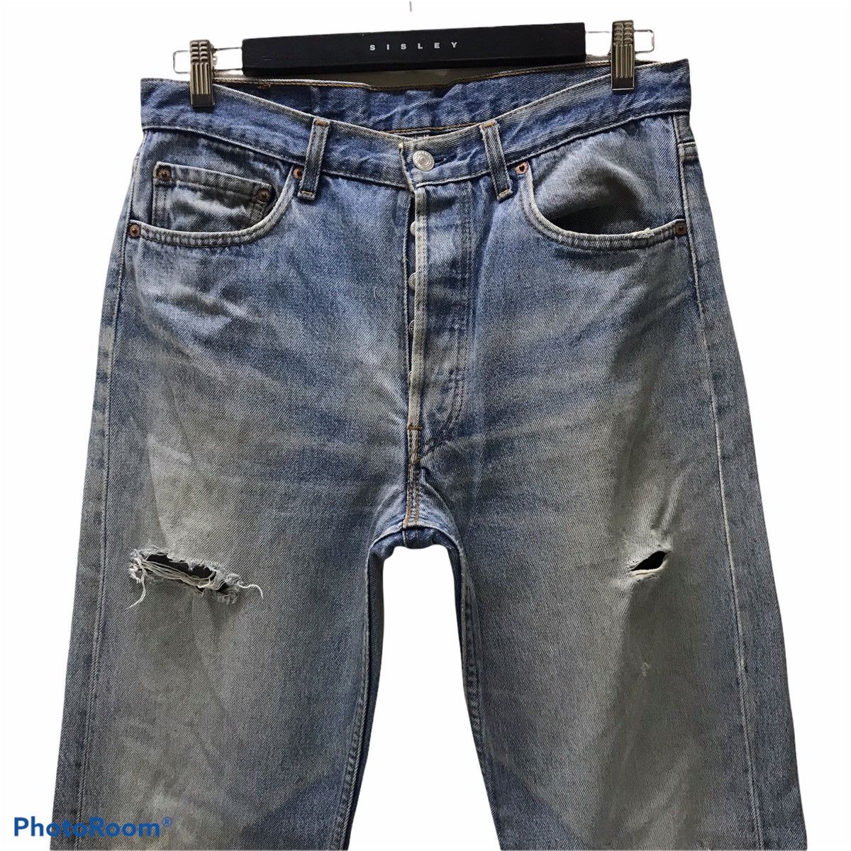 Levi's Vintage 80s Levis 501 Distressed Dirty Faded Butler Style Size US 33 - 3 Thumbnail
