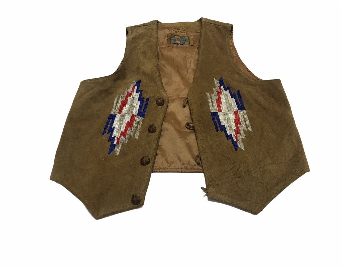 Cowboy Equipment Vintage leather vest with embroidery symbol logo Size US L / EU 52-54 / 3 - 2 Thumbnail