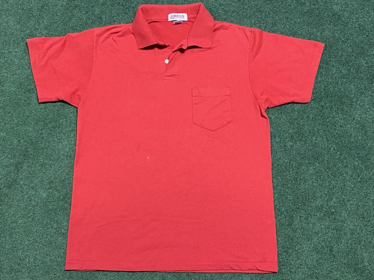 Jerzees Vintage 90s Jerzees Pocket Polo Shirt Size US L / EU 52-54 / 3 - 1 Thumbnail