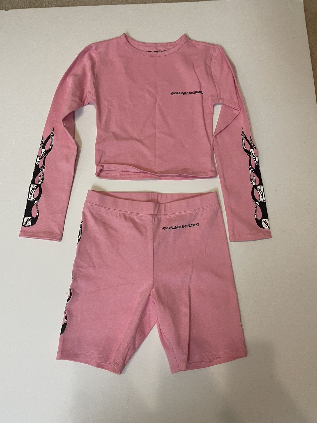 Chrome Hearts Pink Matty Boy Biker Short Set Small