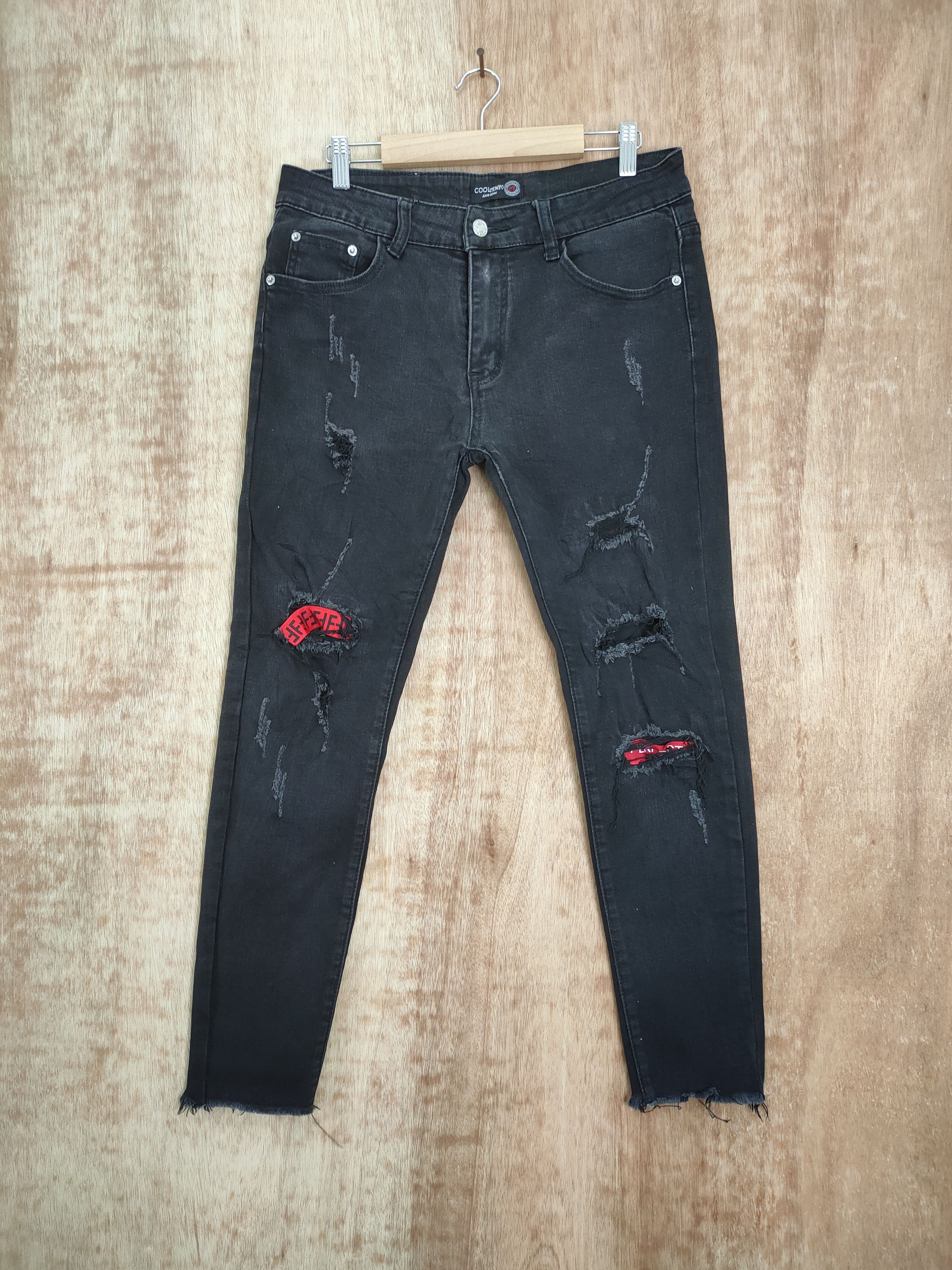 Japanese Brand JAPANESE SKINNY RIPPEP FENDI STYLE JEAN DENIM PANTS Size US 31 - 1 Thumbnail