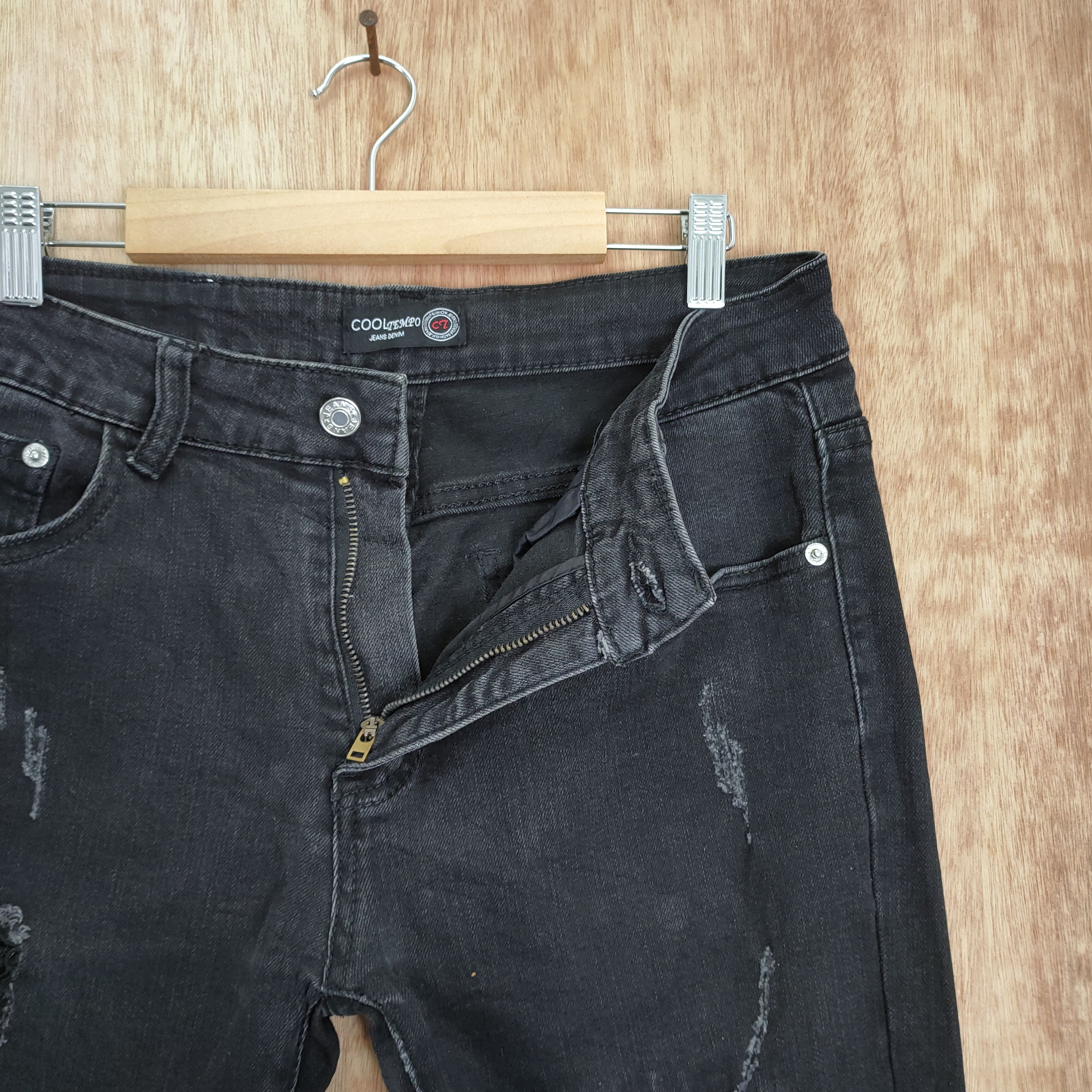 Japanese Brand JAPANESE SKINNY RIPPEP FENDI STYLE JEAN DENIM PANTS Size US 31 - 7 Thumbnail