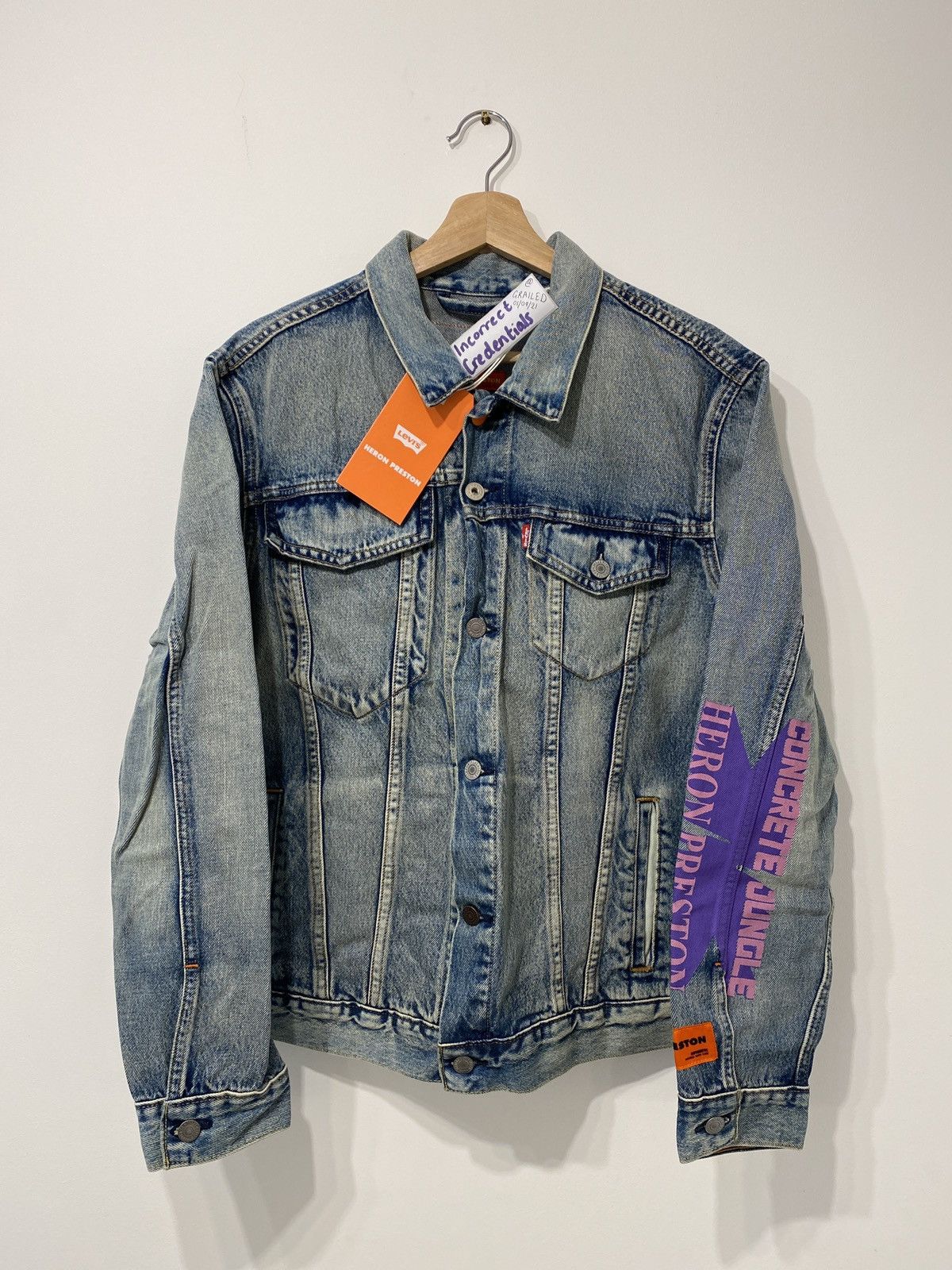 Heron Preston x Levi’s concrete jungle trucker 2024 jacket black wash