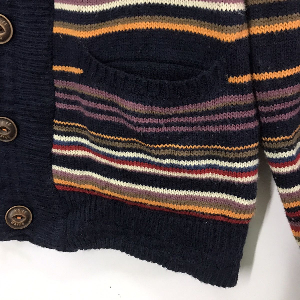 Japanese Brand Vintage Kriff mayer knitwear cardigan stripe colour Jackets Size US L / EU 52-54 / 3 - 3 Thumbnail
