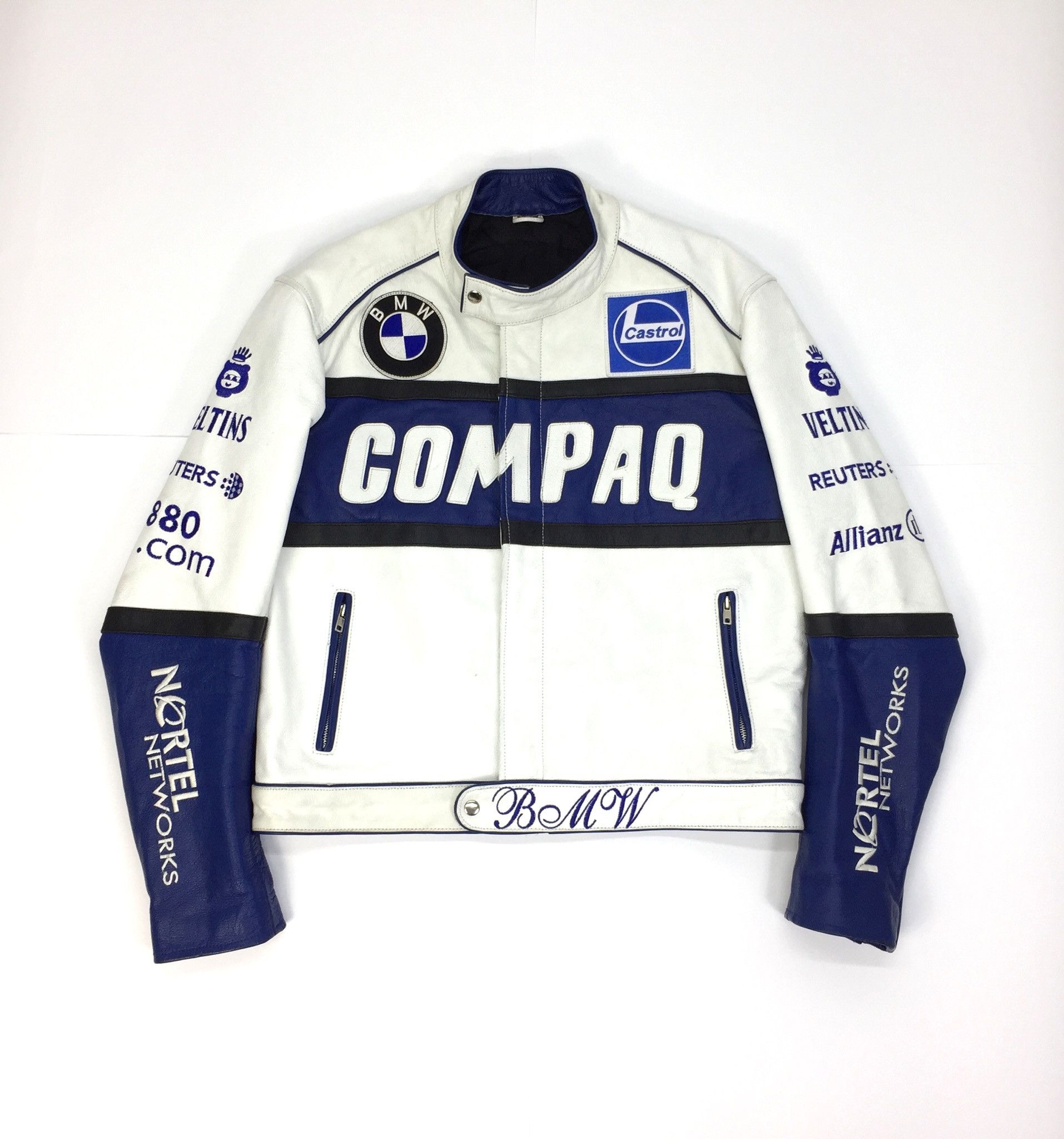 Bmw × Leather Jacket × Vintage Vintage BMW COMPAQ Racing Leather Jacket ...