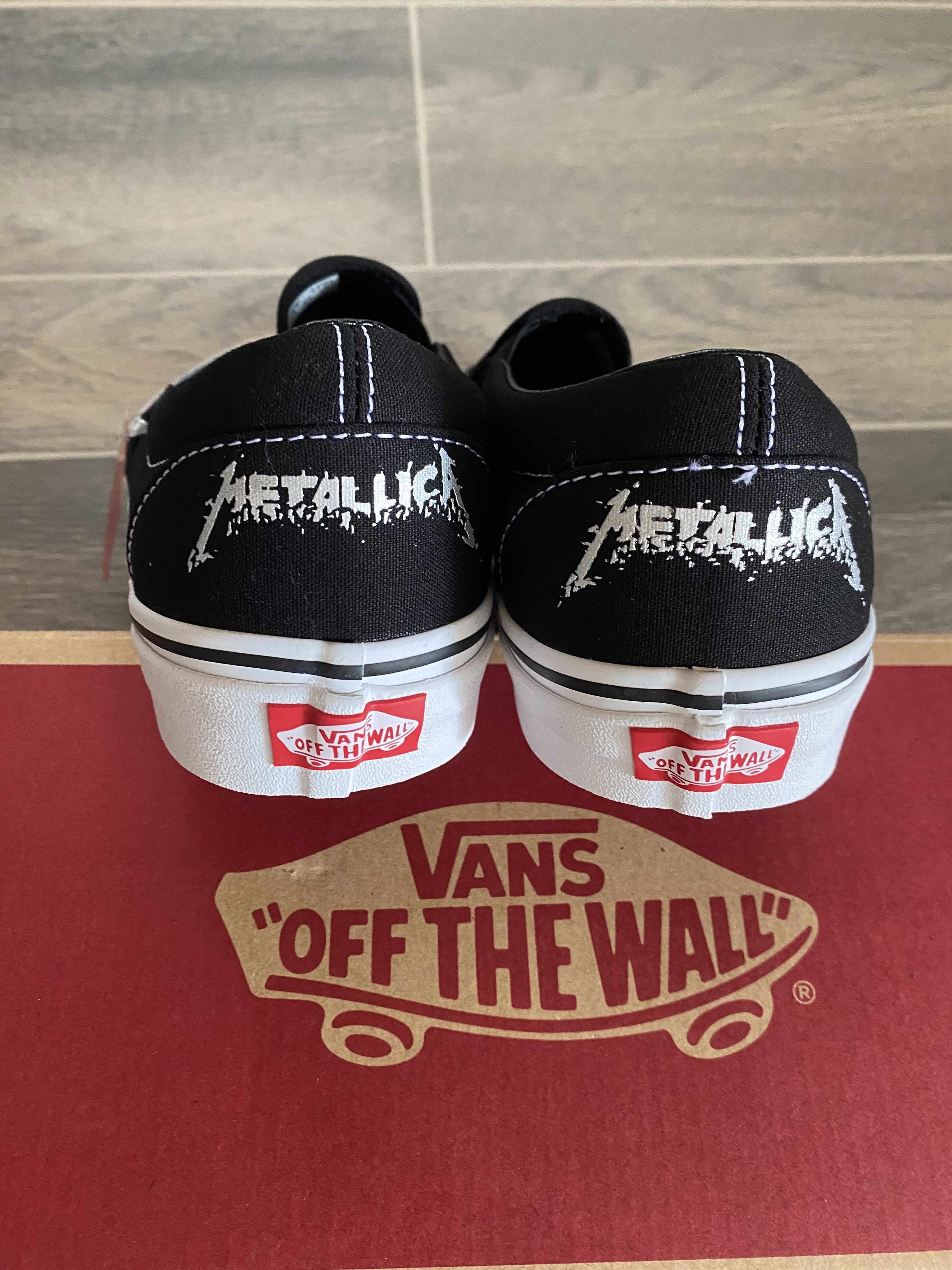Vans metallica slip on sales