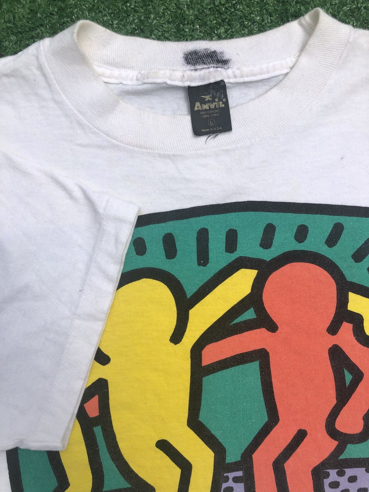 Keith Haring × Vintage Vintage 80s Keith Haring Shirt Pop Shop Art Tee Best Buddies Size US L / EU 52-54 / 3 - 3 Thumbnail