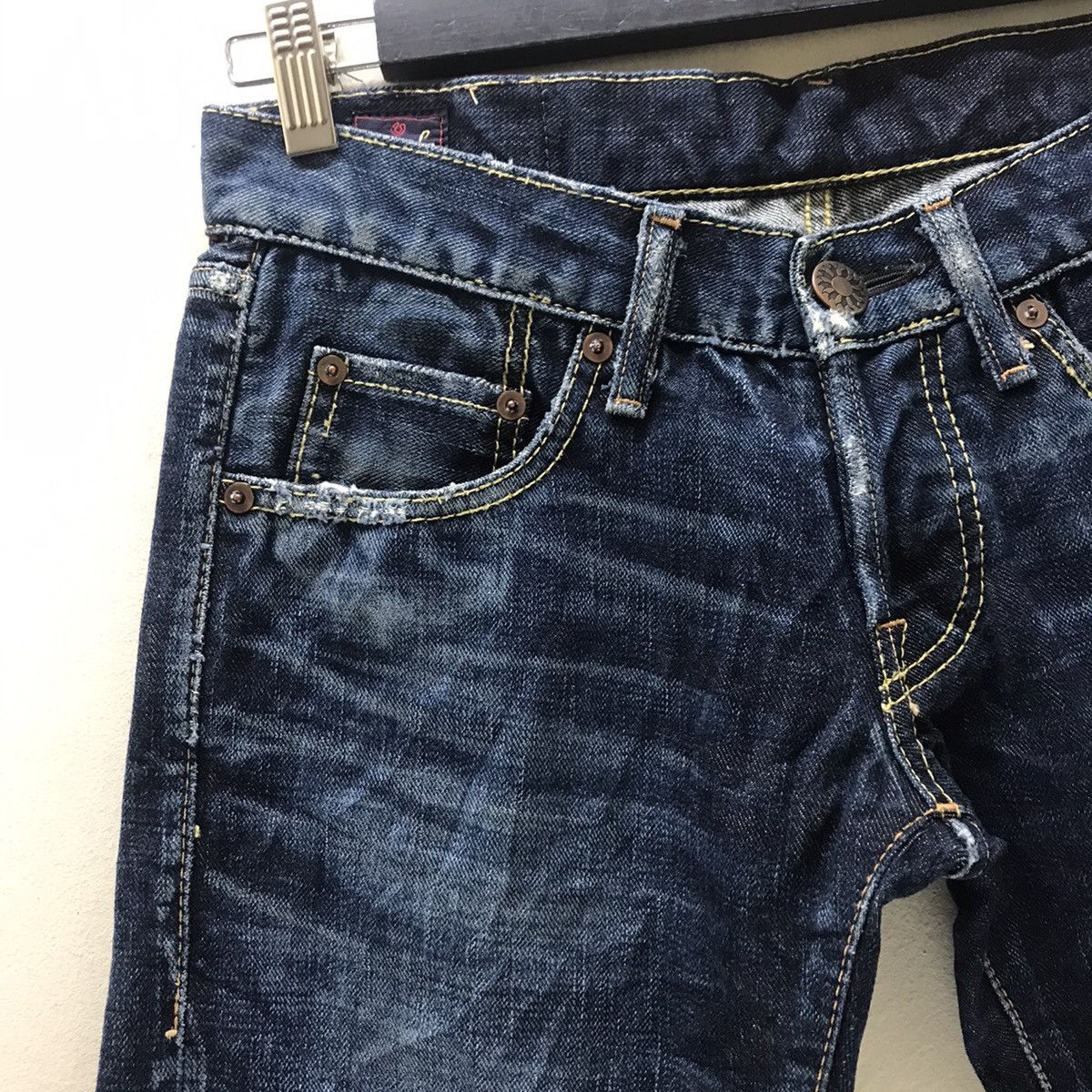 Japanese Brand Japanese Designer EGAODE TANOSHIKU Denim Selvedge low Rise Size 29" - 4 Thumbnail