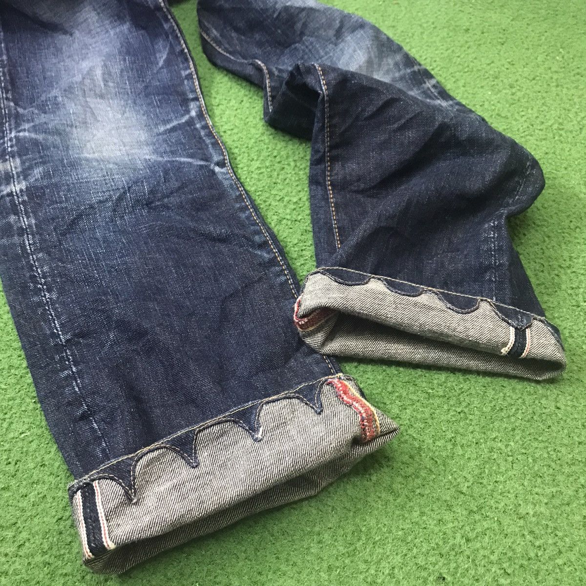 Japanese Brand Japanese Designer EGAODE TANOSHIKU Denim Selvedge low Rise Size 29" - 18 Thumbnail