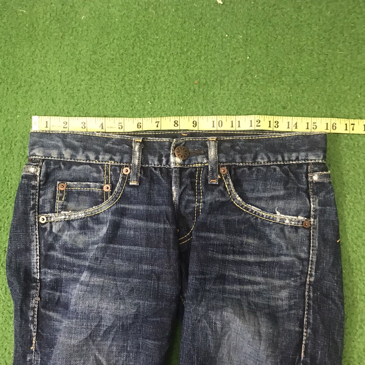 Japanese Brand Japanese Designer EGAODE TANOSHIKU Denim Selvedge low Rise Size 29" - 22 Thumbnail