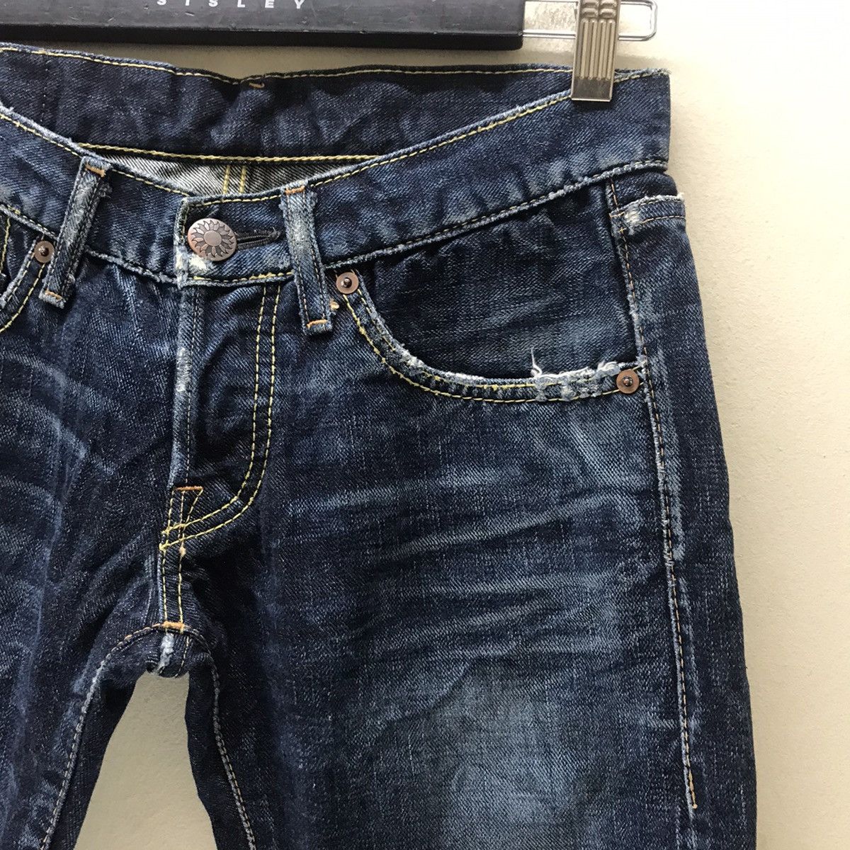 Japanese Brand Japanese Designer EGAODE TANOSHIKU Denim Selvedge low Rise Size 29" - 5 Thumbnail