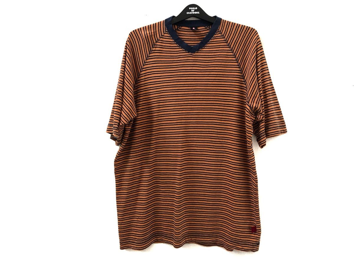 Levi's × Vintage Vintage 90s Levi’s Narrow Striped V neck Oversize tee Size US M / EU 48-50 / 2 - 1 Thumbnail