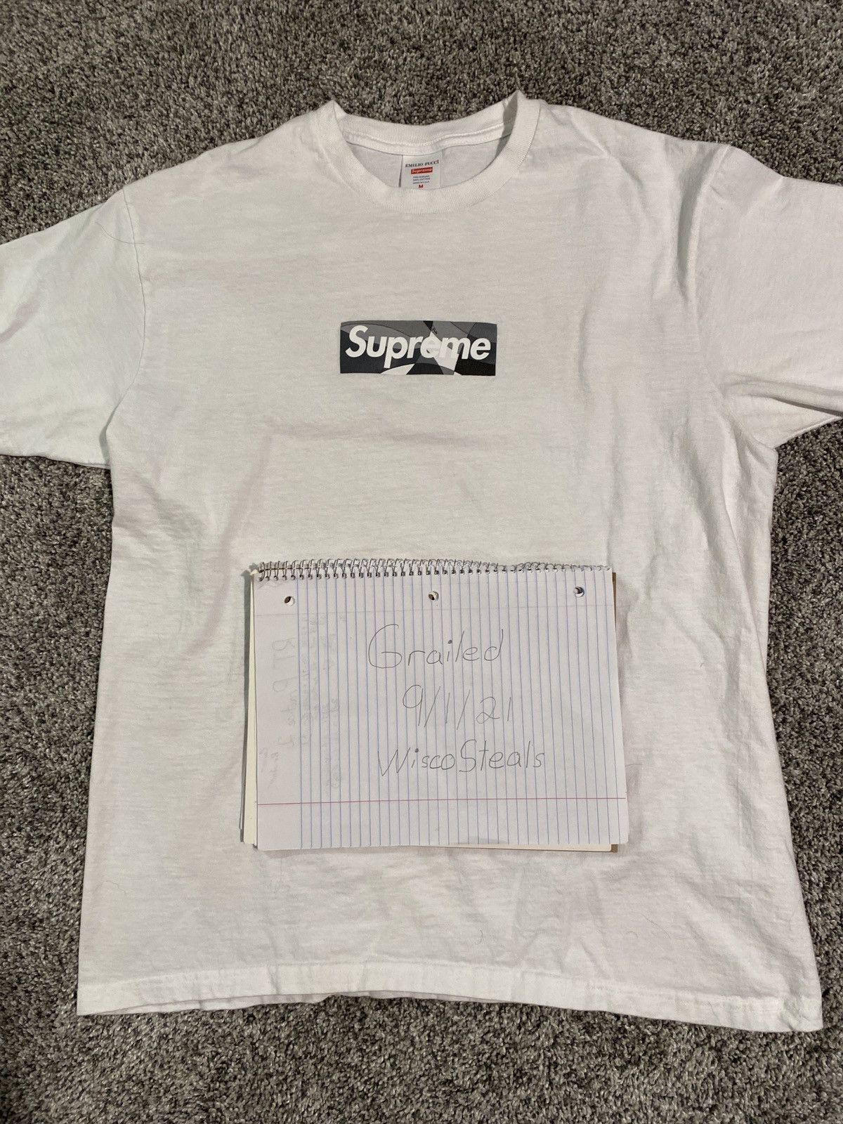 EMILIO PUCCI X SUPREME BOX LOGO TEE WHITE BLACK SS21 - HealthdesignShops