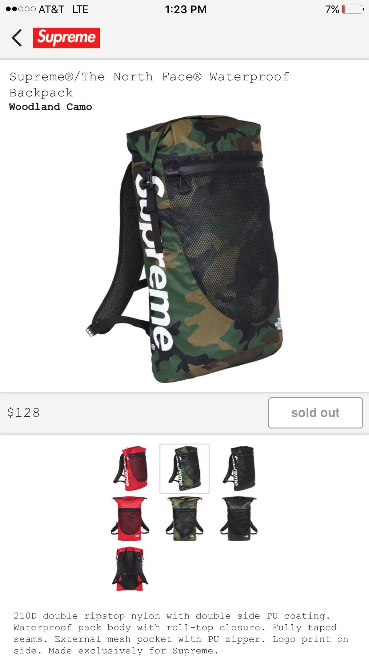 Supreme TNF S.O.L Waterproof BackpackSup