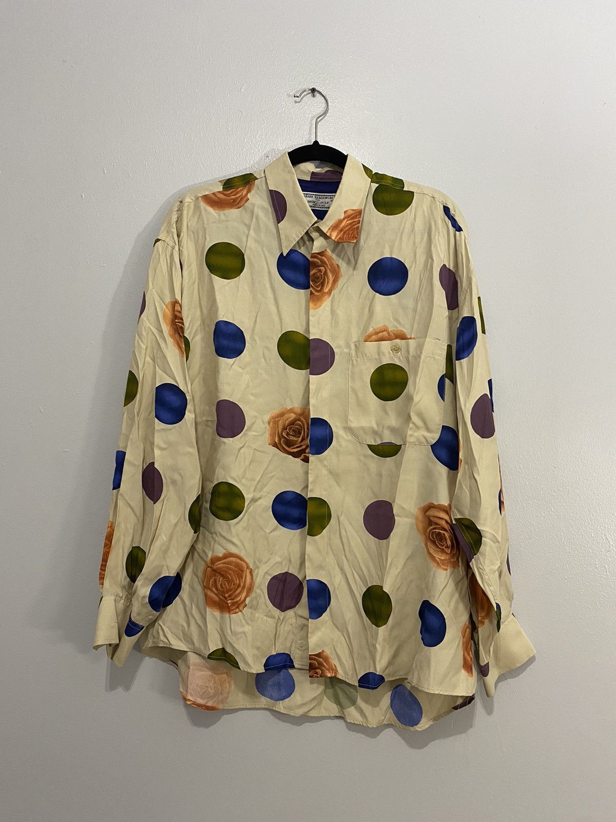 Japanese Brand Vintage Cream Polka Dot Rayon Yashi Yamamuri Shirt Size US L / EU 52-54 / 3 - 1 Thumbnail