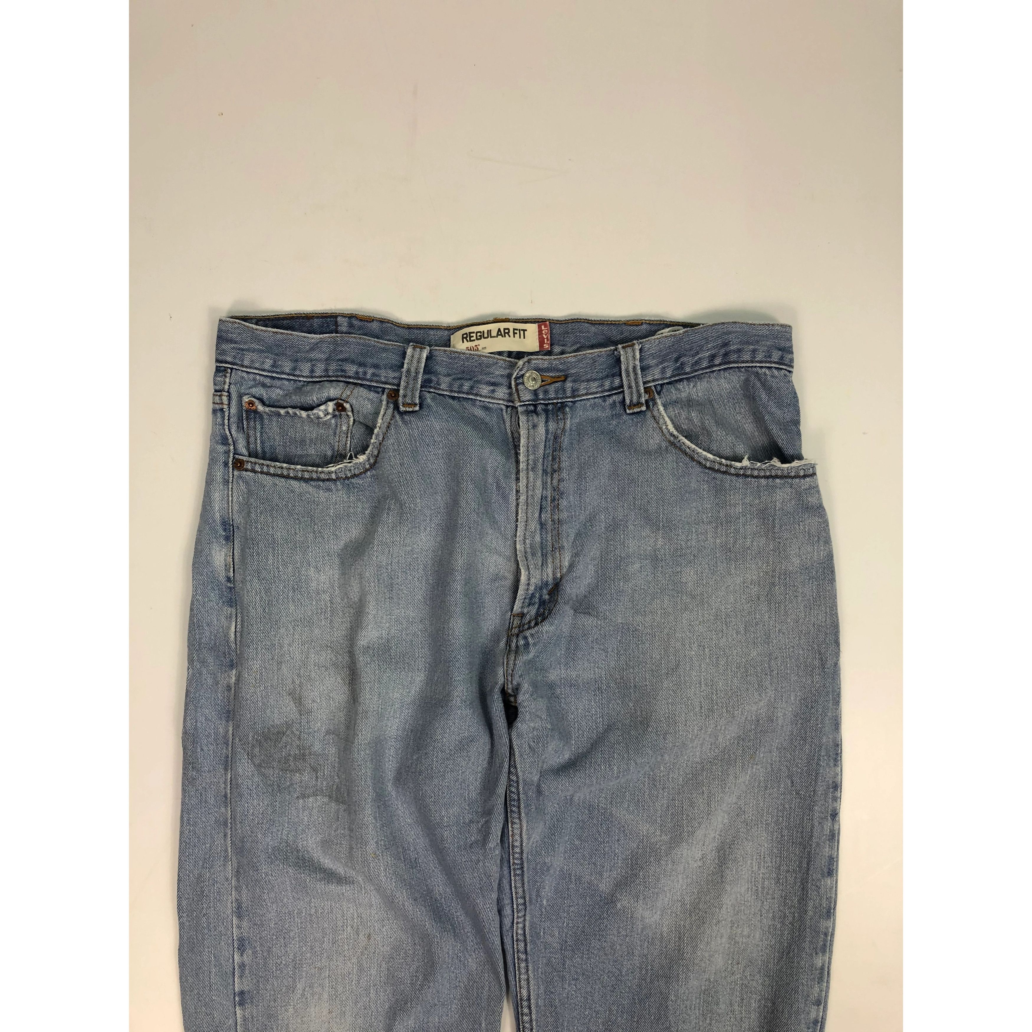 Levi's Vintage Levis 505 Lightwash Regular Fit Faded Denim DP0035 Size US 39 - 3 Thumbnail