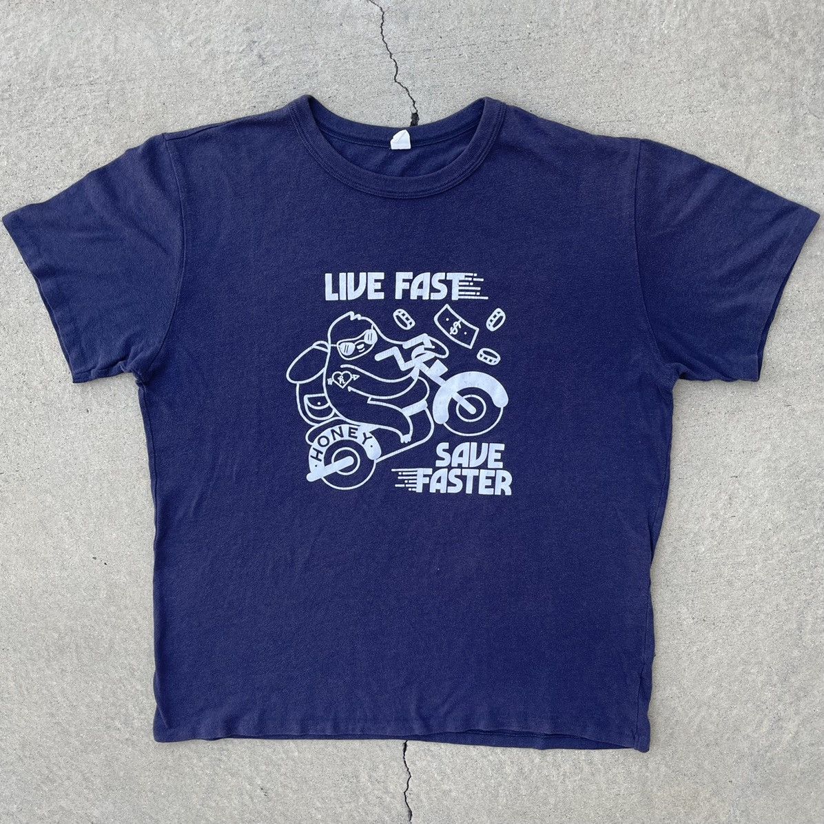 Vintage 70/80s “Live Fast Save Faster” Vintage Single Stitched t L ...