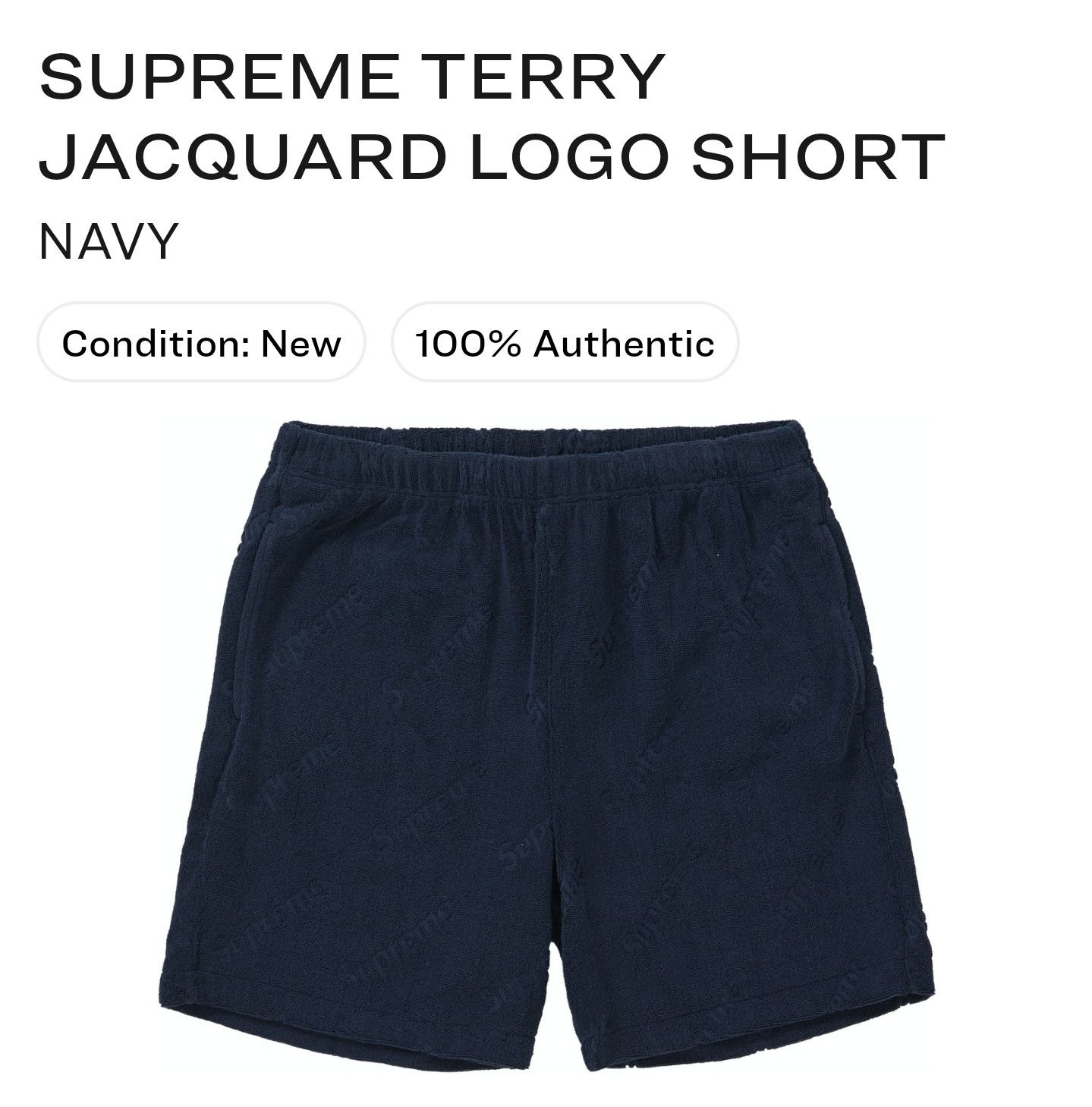 2019 Supreme Terry Jacquard LOGO Shorts BOGO Box Logo Small Shorts