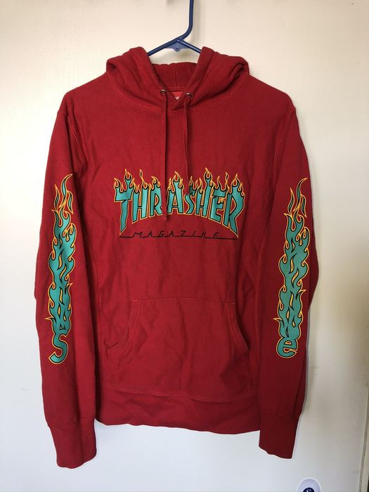 Supreme thrasher flame outlet hoodie