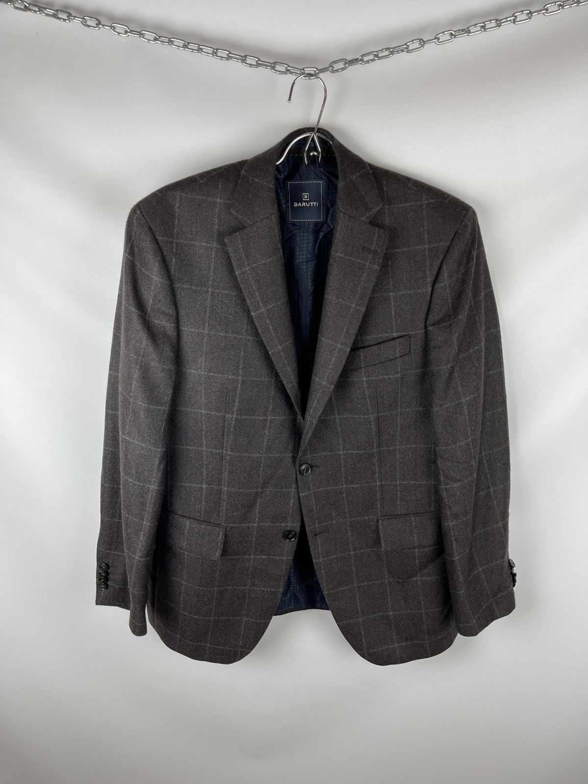 Italian Designers Barutti wool & cashmere check plaid 2 button blazer ...