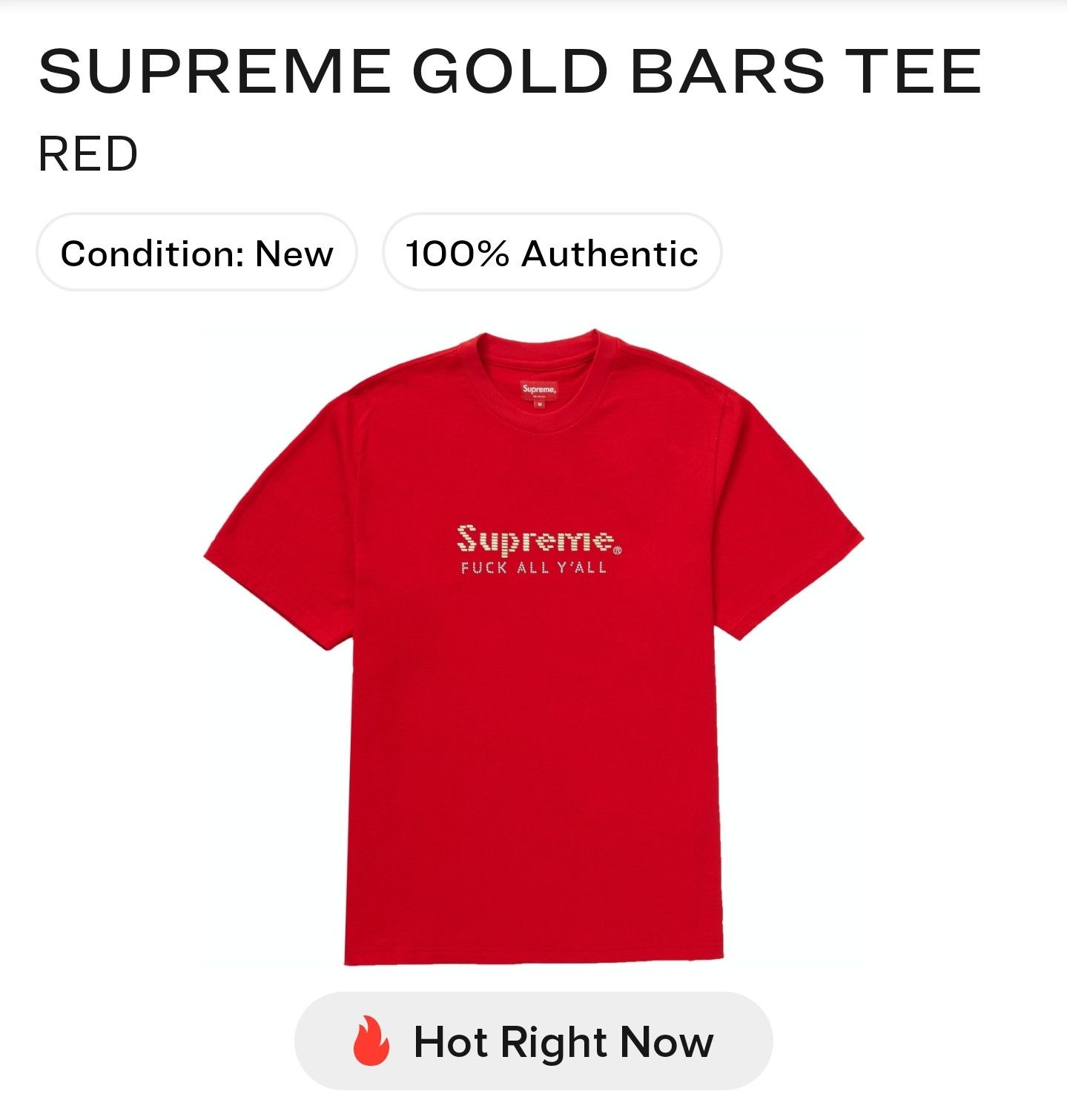 Supreme Gold Bars Tee | Grailed