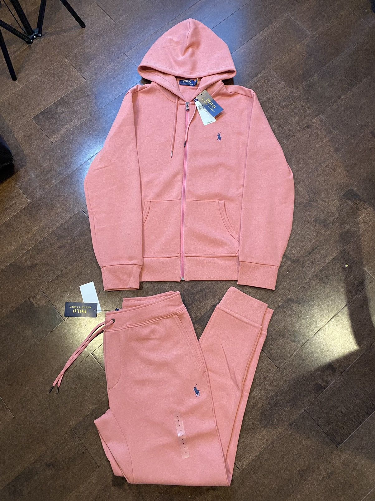 Grey and pink polo sweatsuit best sale