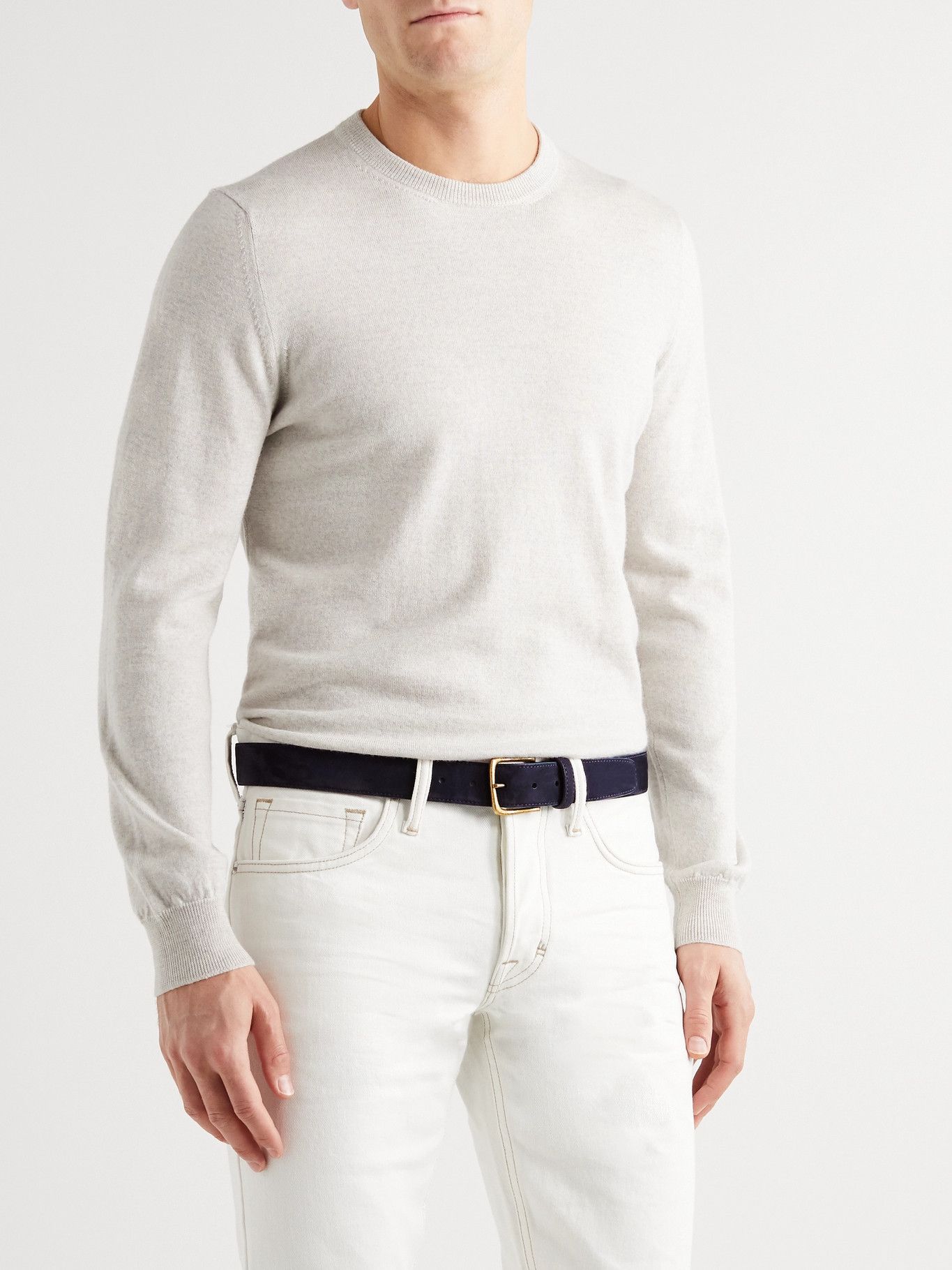 Anderson & Sheppard $400 3.5cm Suede Belt 5167SG 2021 Navy Size 32 Size 32 - 2 Thumbnail