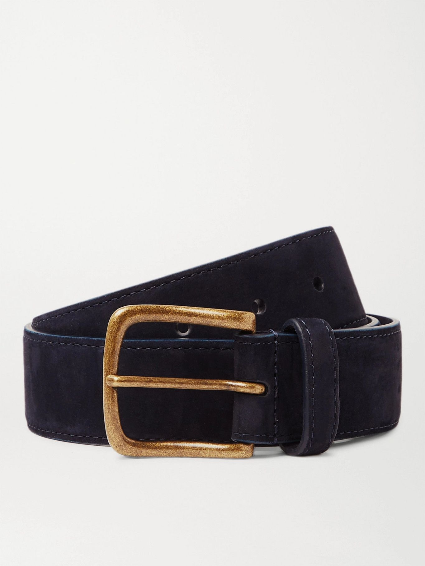 Anderson & Sheppard $400 3.5cm Suede Belt 5167SG 2021 Navy Size 32 Size 32 - 1 Thumbnail