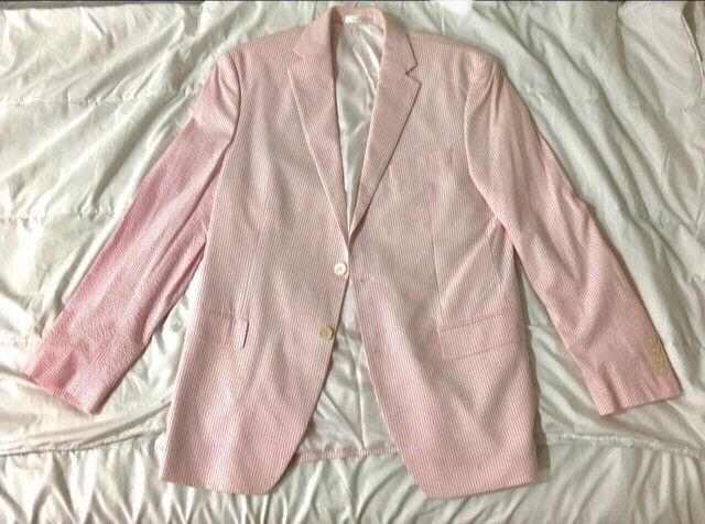 Polo Ralph Lauren POLO RALPH LAUREN PINK WHITE STRIPE SEERSUCKER BLAZER ...