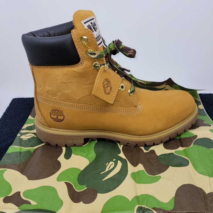 Bape BAPE x Timberland leather combat boots | Grailed