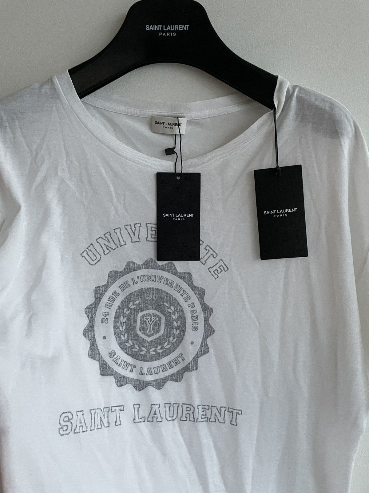 Hedi Slimane × Saint Laurent Paris × Yves Saint Laurent Super Runway Limited Edition Universite White Tee T-shirt Size US L / EU 52-54 / 3 - 6 Thumbnail