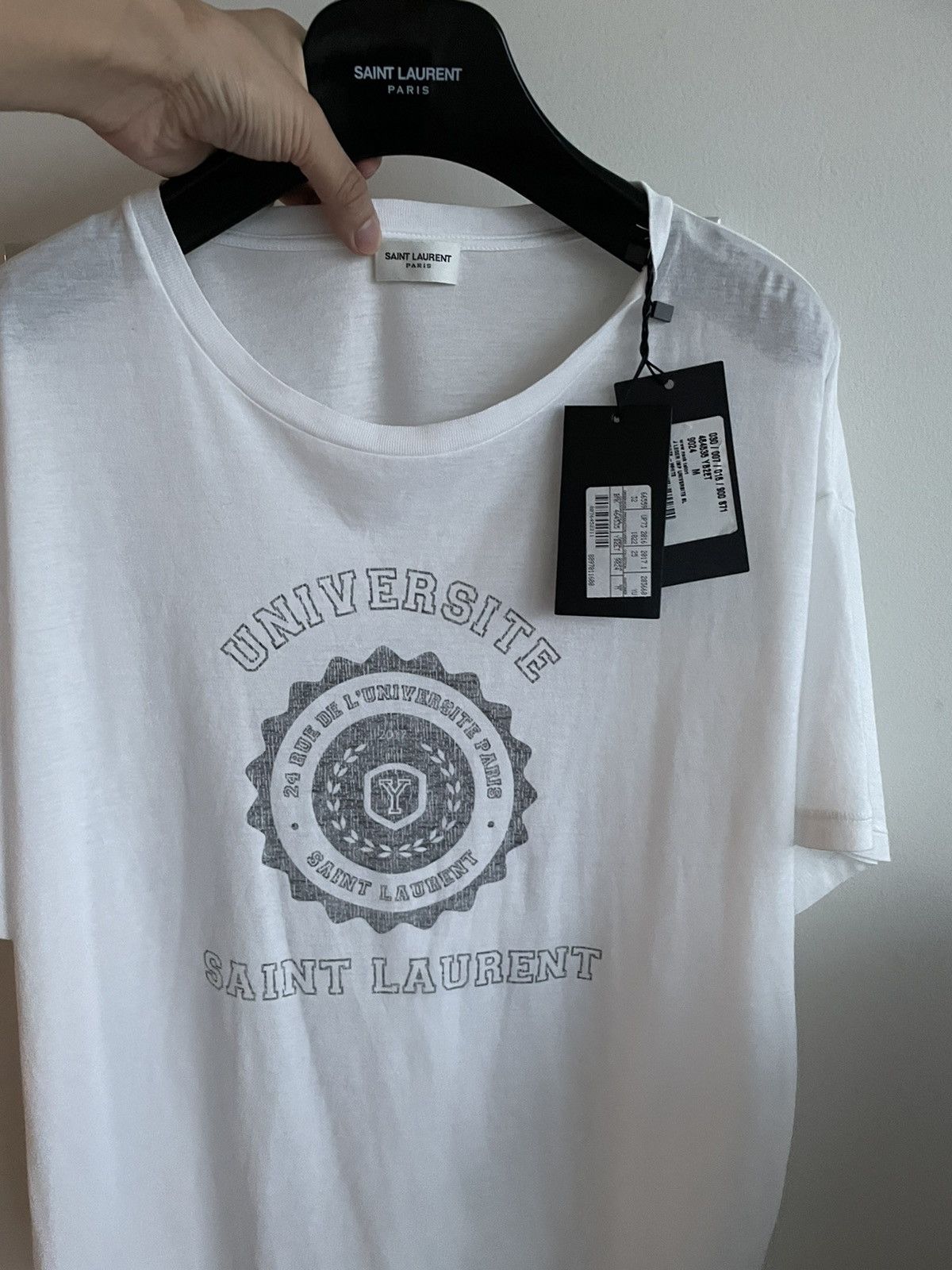 Hedi Slimane × Saint Laurent Paris × Yves Saint Laurent Super Runway Limited Edition Universite White Tee T-shirt Size US L / EU 52-54 / 3 - 1 Thumbnail