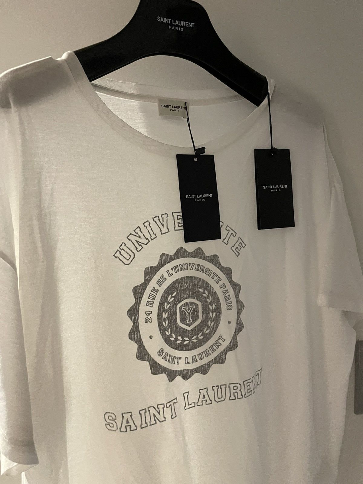 Hedi Slimane × Saint Laurent Paris × Yves Saint Laurent Super Runway Limited Edition Universite White Tee T-shirt Size US L / EU 52-54 / 3 - 10 Thumbnail