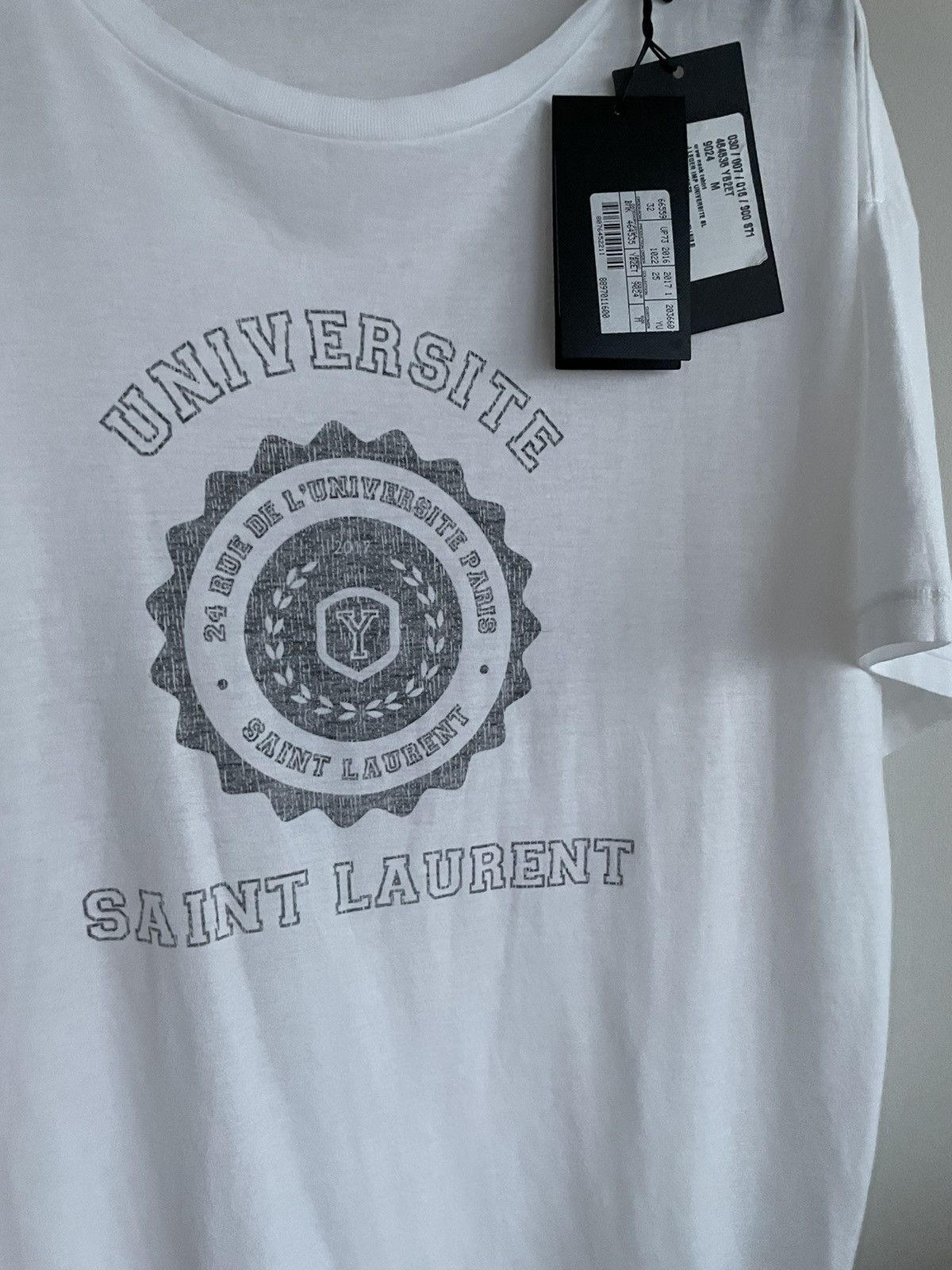 Hedi Slimane × Saint Laurent Paris × Yves Saint Laurent Super Runway Limited Edition Universite White Tee T-shirt Size US L / EU 52-54 / 3 - 11 Thumbnail