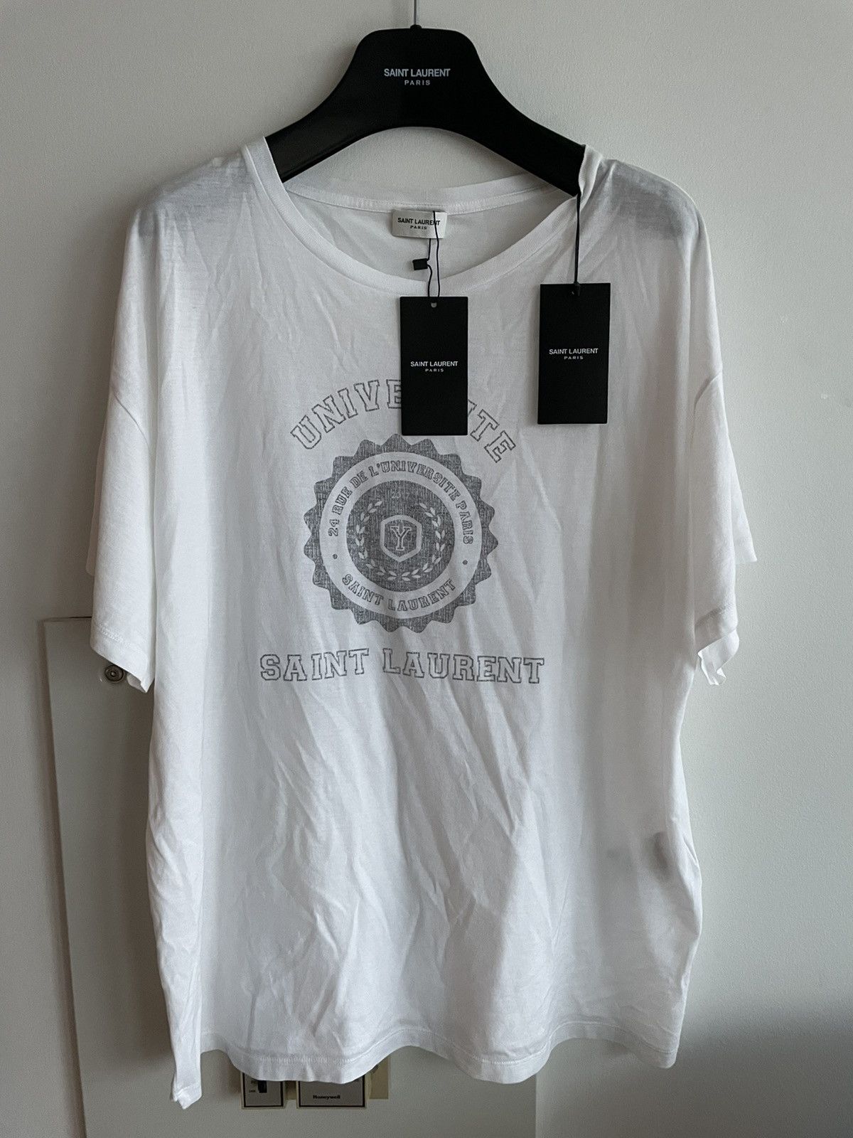 Hedi Slimane × Saint Laurent Paris × Yves Saint Laurent Super Runway Limited Edition Universite White Tee T-shirt Size US L / EU 52-54 / 3 - 5 Thumbnail