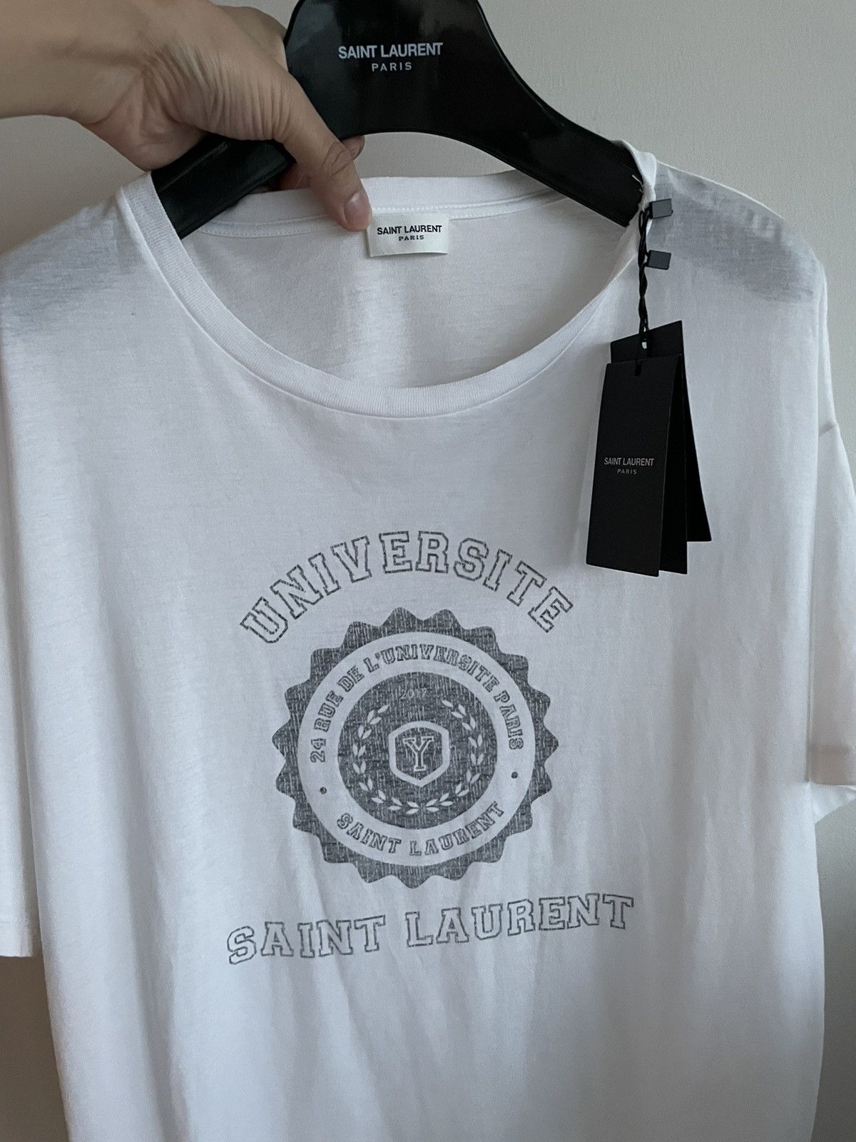 Hedi Slimane × Saint Laurent Paris × Yves Saint Laurent Super Runway Limited Edition Universite White Tee T-shirt Size US L / EU 52-54 / 3 - 22 Thumbnail