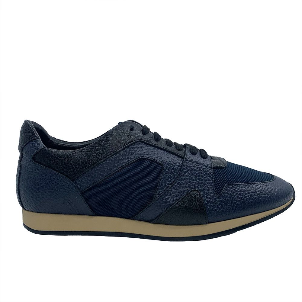 Burberry Men's Field Vintage Leather Sneakers Navy Blue