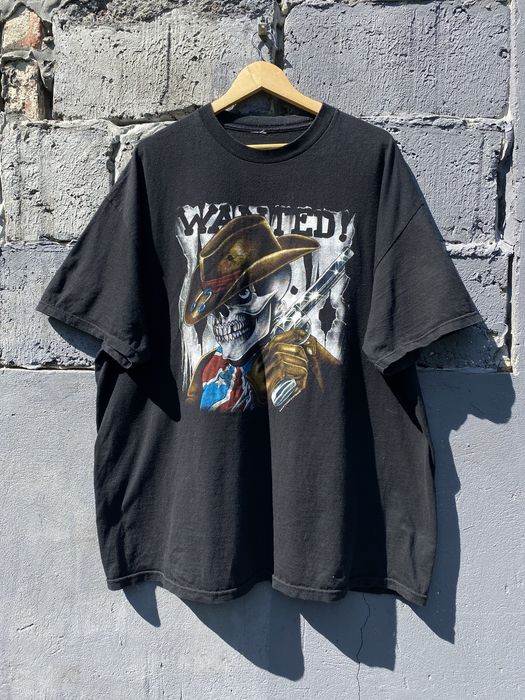 Vintage Vintage 90s Bad To The Bones Easyriders Wanted Skeleton Tee ...